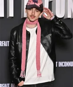 A Complete Unknown Timothée Chalamet Black Leather Jacket