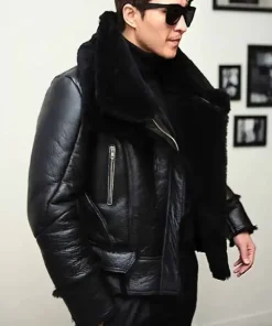 B-3 Black Leather Aviator Jacket