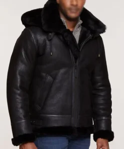 B-3 Black Sheepskin Shearling Jacket