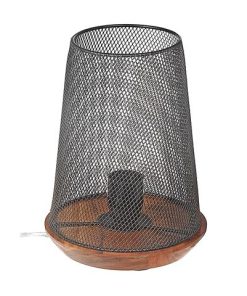 IRON WIRE UPLIGHT WITH WOOD BASE (BROWN)