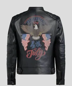 Bald Eagle Black Real Leather Jacket