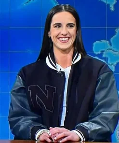 Caitlin Clark Snl Black Letterman Varsity Jacket