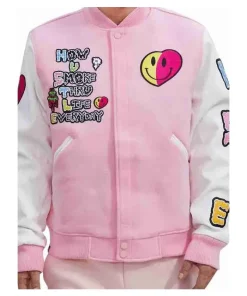Cake Pink Hustle & Smoke Letterman Varsity Jacket
