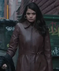 Charmed Mel Vera Real Leather Brown Trench Coat