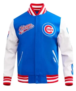 Chicago Cubs Script Tail Classic Letterman Varsity Jacket