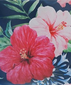 BOTANICAL PRINT OUTDOOR LOW BACK CHAIR PAD (HIBISCUS)