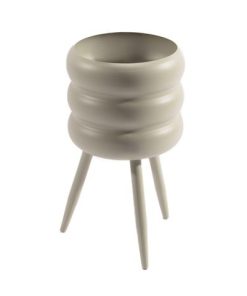 ROUND METAL BUBBLE PLANTER W/ LEGS (BEIGE) (KD)