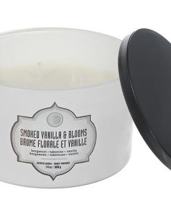 14oz 3 WICK WHITE JAR SCENTED CANDLE W/LID(SMOKED VANILLA BLOOM)