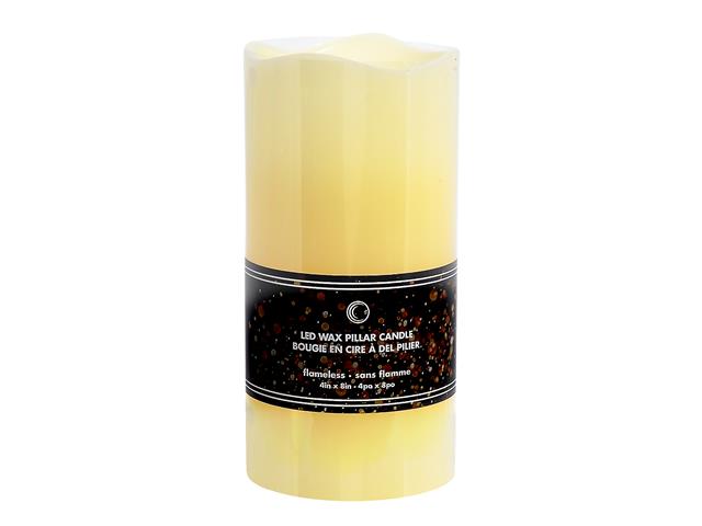 LED WAVE TOP UNSCENTED IVORY CANDLE WITH TIMER (4 X 8″)