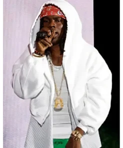 Rema 2025 Global Citizen Festival White Cropped Hoodie