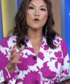 Good Morning America Juju Chang Pink And White Shirt