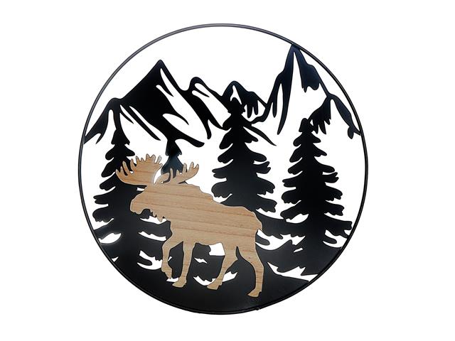 WOOD & METAL WALL ART (MOOSE FOREST)