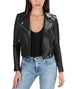 Jasmin Iro Ashville Black Biker Asymmetrical Leather Jacket