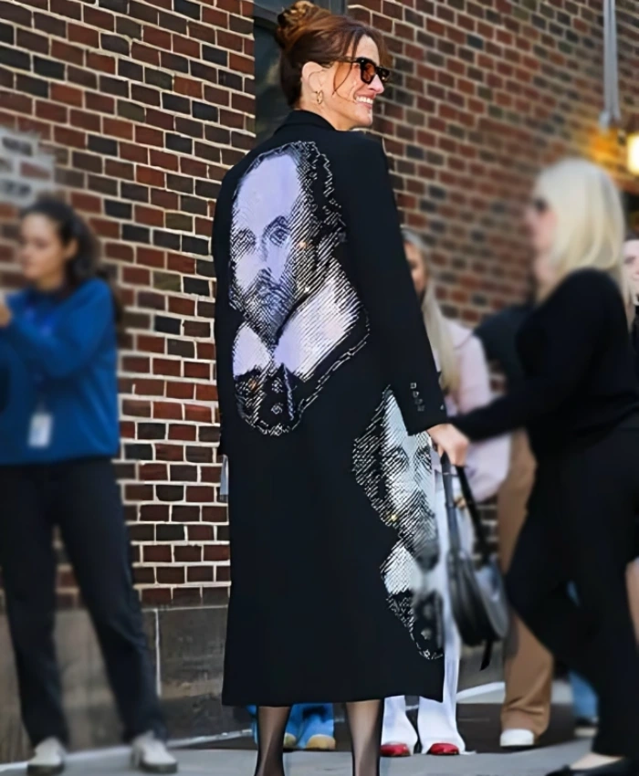 Julia Roberts The Late Show With Stephen Colbert S11 Black Coat - Image 2