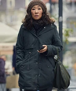 Killing Eve Sandra oh Cotton Black Coat