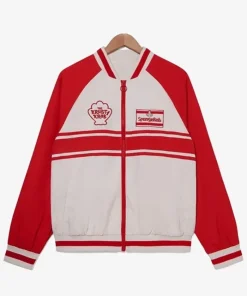 Krusty Krab Pizza Red And White Bomber Jacket