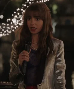 Lily Collins Emily In Paris S03 Silver Blazer