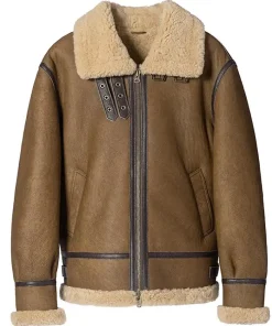 Mens Brown B-3 Sheepskin Leather Jacket