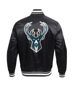 Milwaukee Bucks Script Tail Black Varsity Jacket