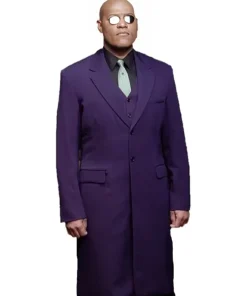 Morpheus The Matrix Long Purple Trench Coat