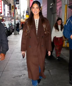 NYC 2024 Olivia Munn GMA Studios Brown Trench Coat