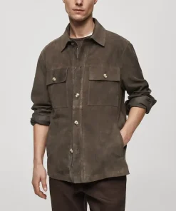 Raymond Mango Buttoned Suede Leather Trucker Jacket