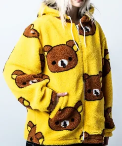 Repeat Sherpa Zip Yellow Hoodie