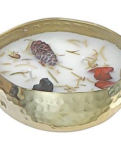 SOY 5.29 OZ 2 WICK METAL DISH CANDLE (MAHOGANY OAK)