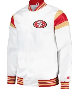 San Francisco 49ers White Varsity Satin Jacket
