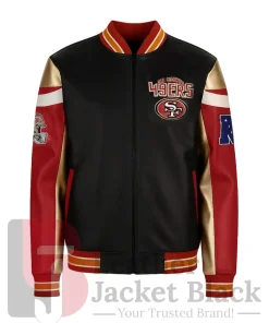 SF 49ers Black Bomber Leather Jacket