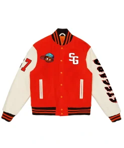 Stegaro Orange And White Varsity Jacket