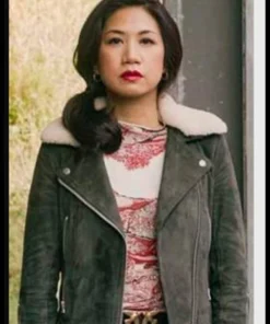 The Equalizer Liza Lapira Grey Biker Suede Jacket