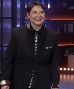 The Kelly Clarkson Show Isabella Rossellini Embellished Trim Black Shirt