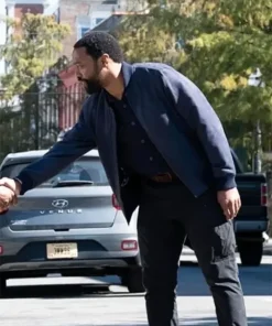 The Life Of Chuck 2025 Chiwetel Ejiofor Navy Blue Bomber Jacket