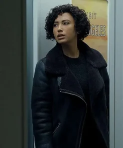 Upload Nora Antony Shearling Black Leather Jacket