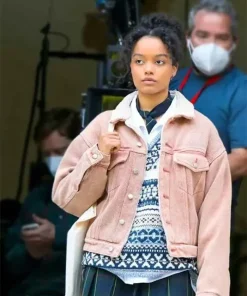 Gossip Girl 2021 Zoya Lott Pink Sherpa Denim Jacket