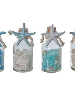 BOTTLED SAND AND SEASHELLS WITH STARFISH DECOR