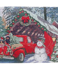 TAPESTRY PLACEMAT (RED CAR WITH GIFTS) (13 X 18)