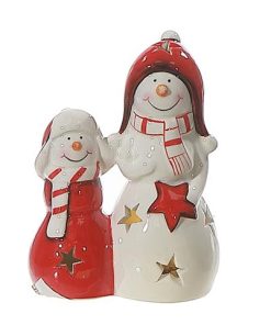 LED DOUBLE SNOWMAN FIGURINE