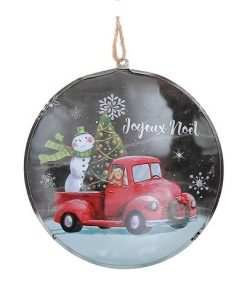 FLAT TIN ORNAMENT (SNOWMAN – JOYEUX NOEL)