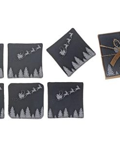 6 PC SQUARE PRINTED COASTER (SANTA REINDEER)