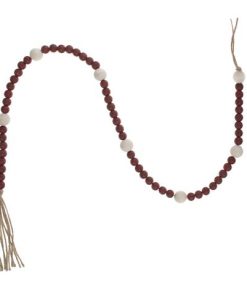 DUAL WOOD BEAD GARLAND (RED)