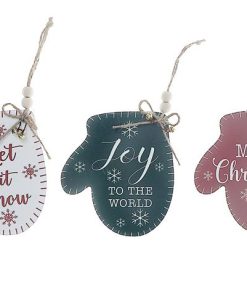 FLAT MITT SHAPE ORMANENT WITH TEXT (ASSTD)