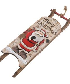 MERRY CHRISTMAS WOODEN SANTA SLEIGH HANGER