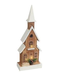 LED NATURAL WOODEN CHURCH(WITH TIMER)