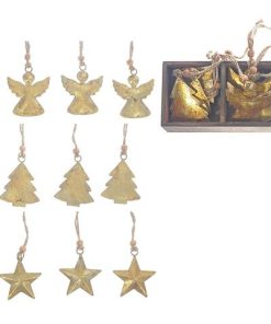 METAL ORNAMENT (ANGEL/TREE/STAR) (SET OF 12) (ASSTD) (GOLD)