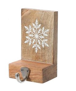 ETCHED WOOD STOCKING HOLDER WITH NICKEL HOOK (SNOWFLAKE)