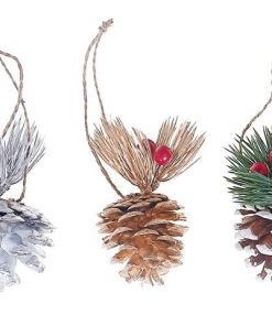 PINECONE WITH BERRIES ORNAMENT (ASSTD)